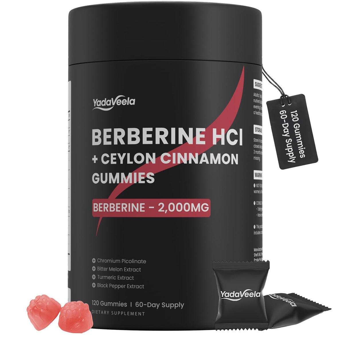 YadaVeela Berberine Gummies with Ceylon Cinnamon front view