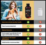 Yakucho E+S Poultry Vitality Formula 109g liquid supplement on a farm