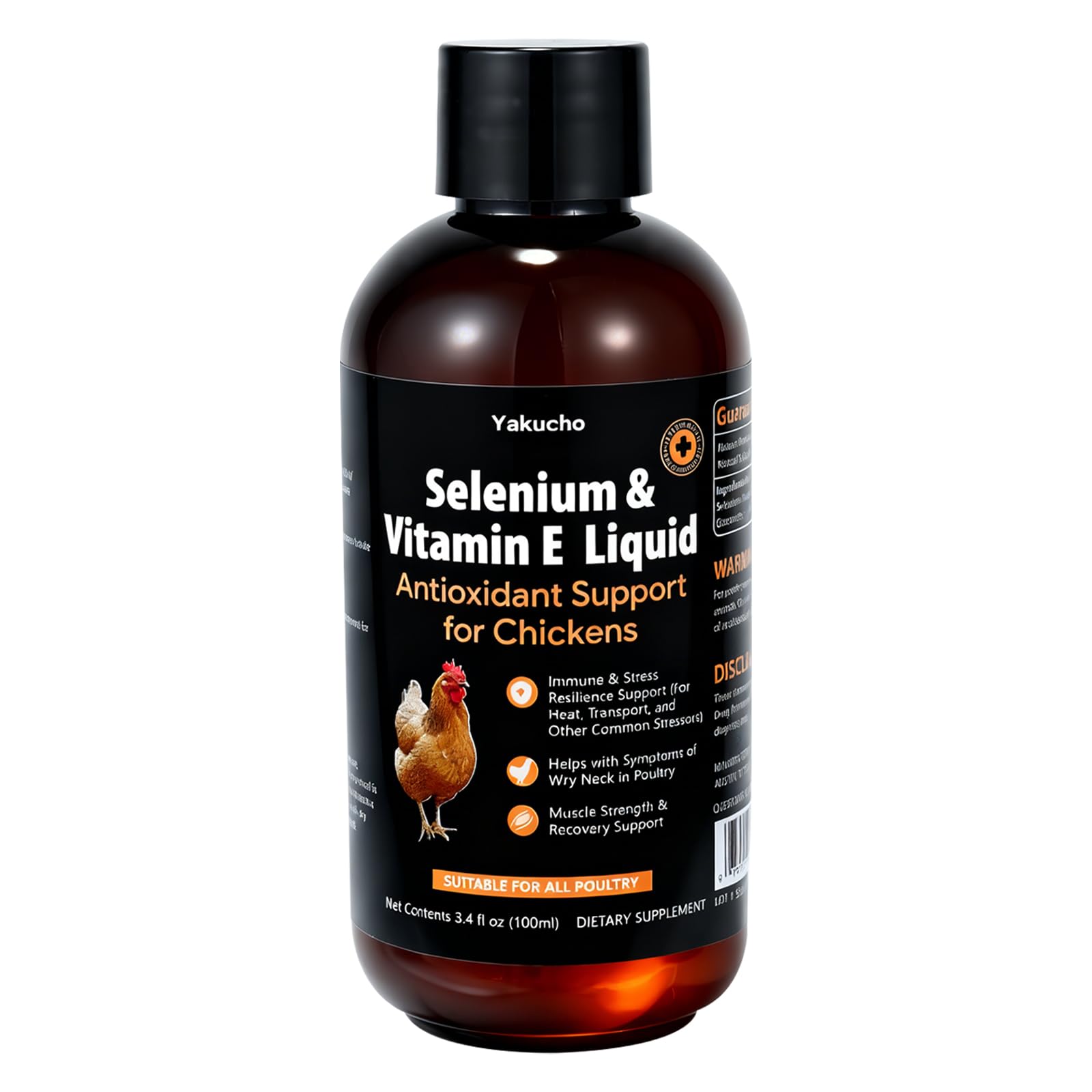 Yakucho E+S Poultry Vitality Formula 109g liquid supplement with chickens