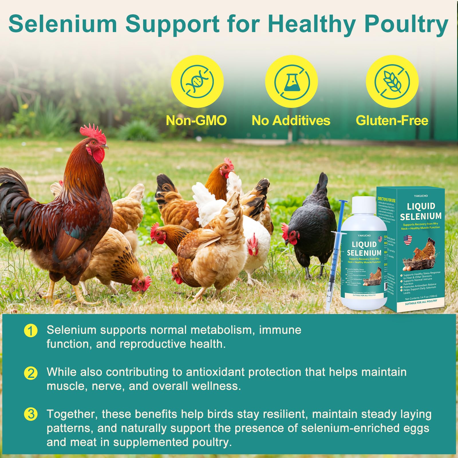 Yakucho Liquid Selenium for Poultry with ducks