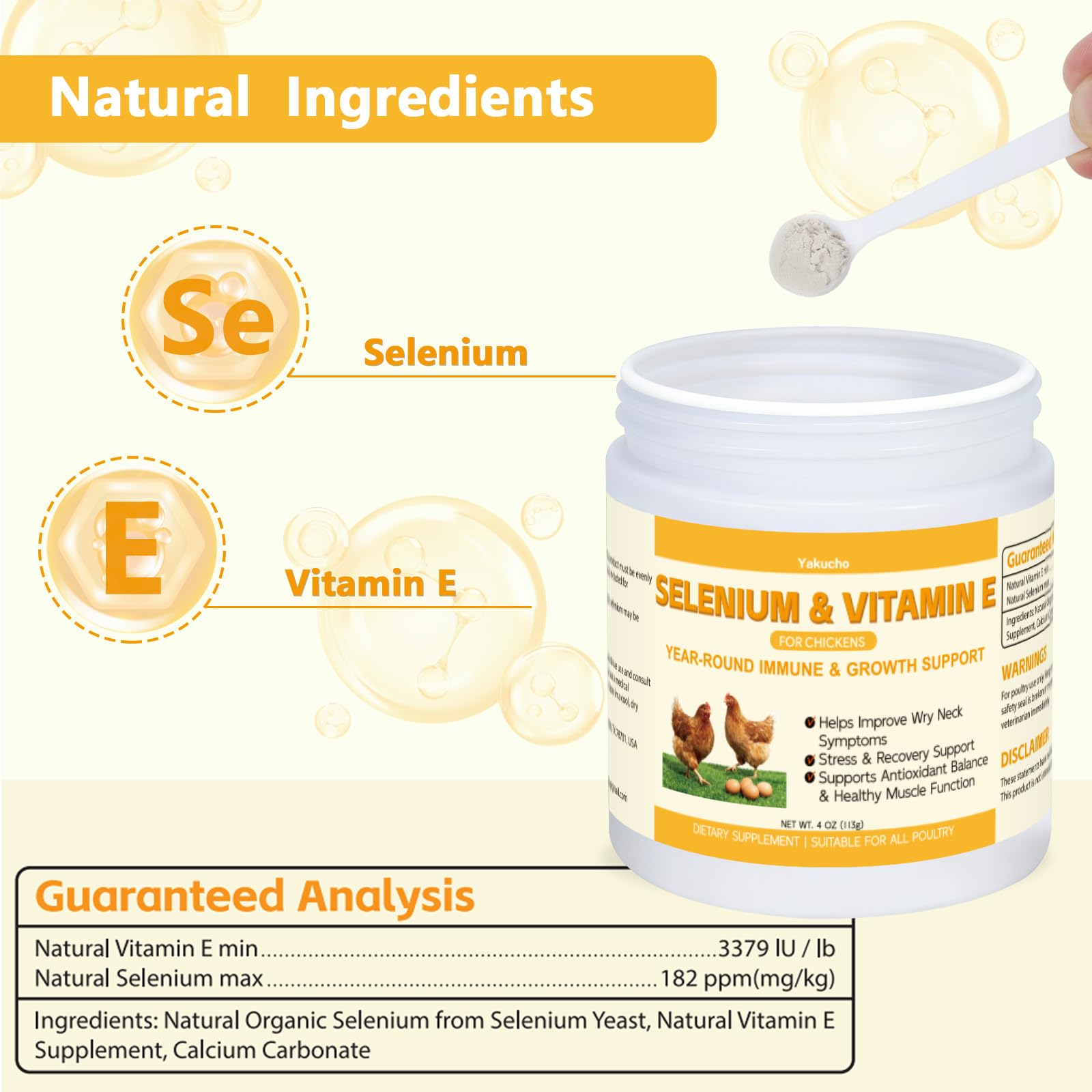 Yakucho Selenium & Vitamin E Powder in a bowl for mixing