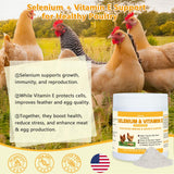 Yakucho Selenium & Vitamin E Powder with chickens in the background