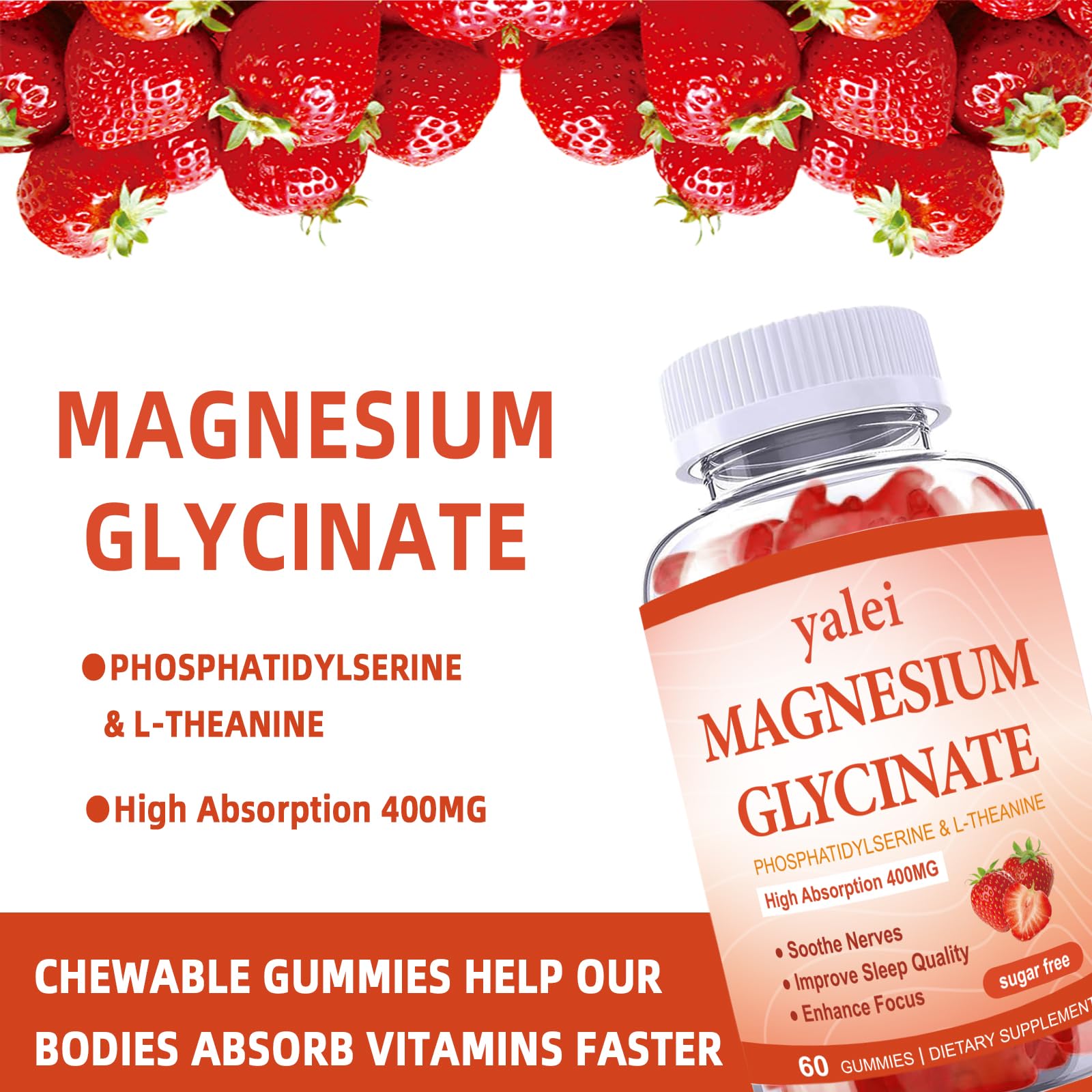 Yalei Magnesium Glycinate Supplement 400mg on a wooden table