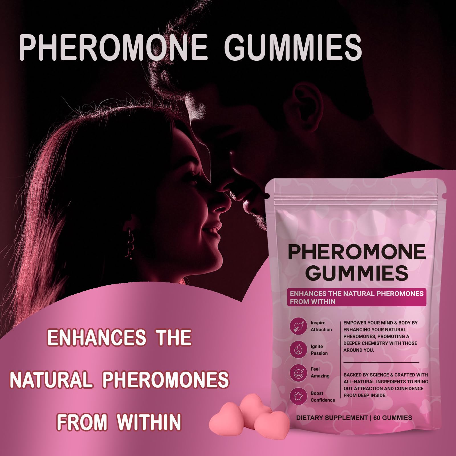 Yalei Pheromone Gummies ingredients list on packaging