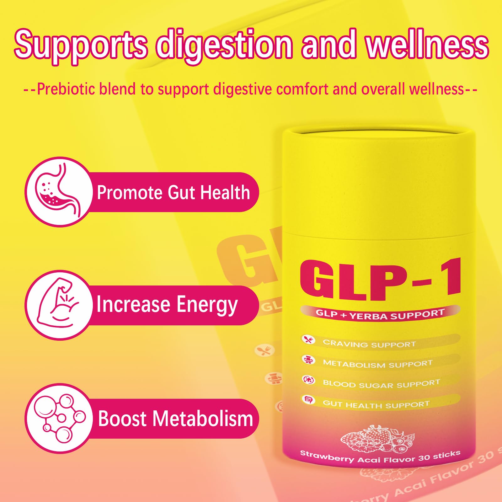 Yalei Prebiotic Drink Mix Sticks in a glass of water