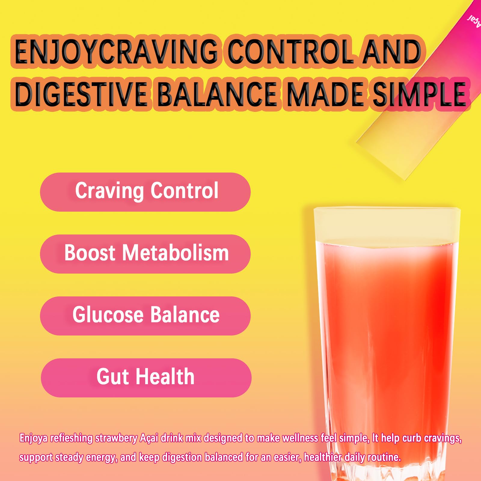 Yalei Prebiotic Drink Mix Sticks individual stick with strawberry flavour