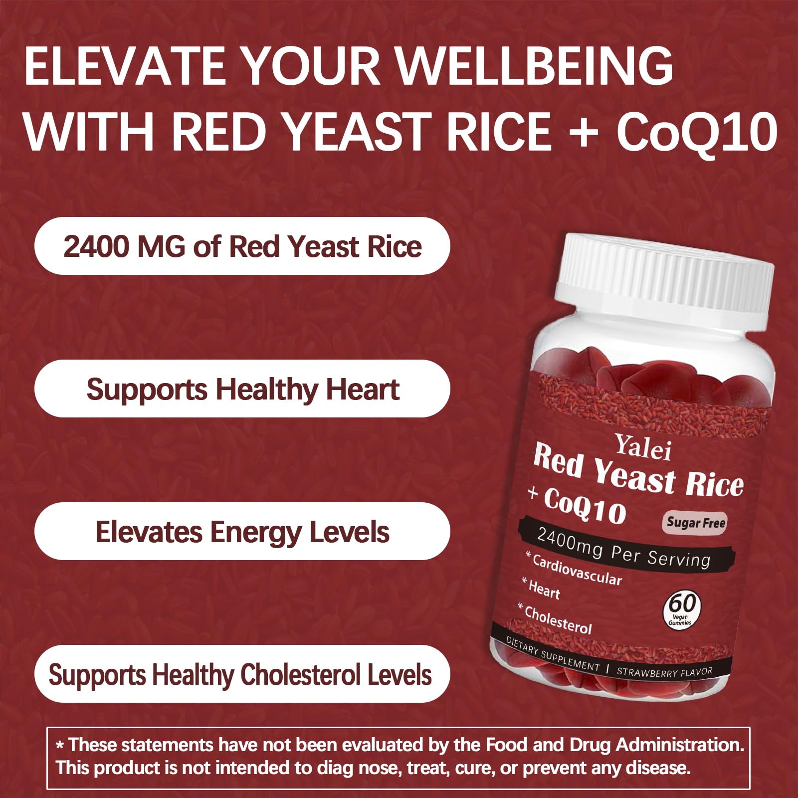 Yalei Red Yeast Rice Gummies on a wooden table