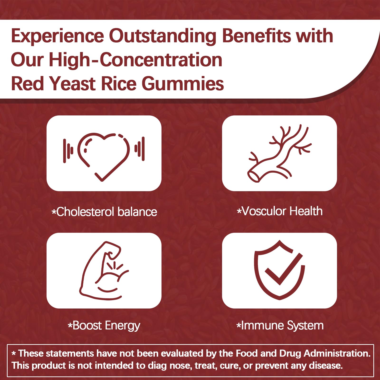 Yalei Red Yeast Rice Gummies showing two gummies