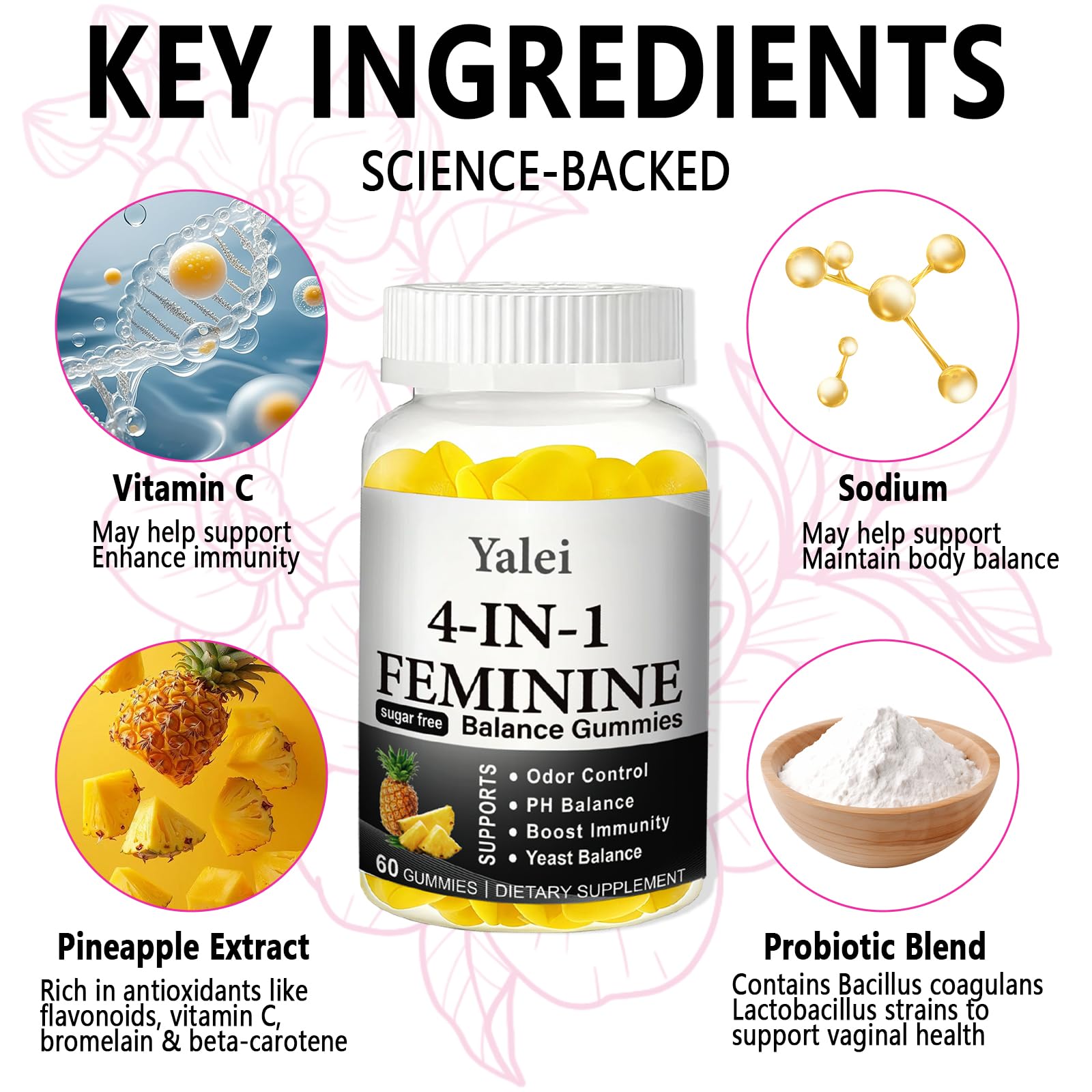 Yalei Women's Health Gummies bottle side view