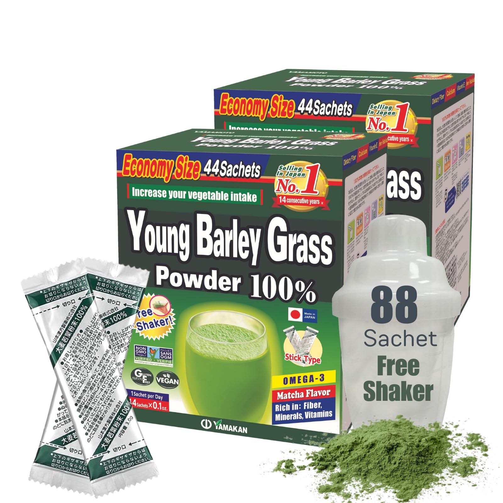 Yamamoto Kanpoh Young Barley Grass Powder 3g sachet front view