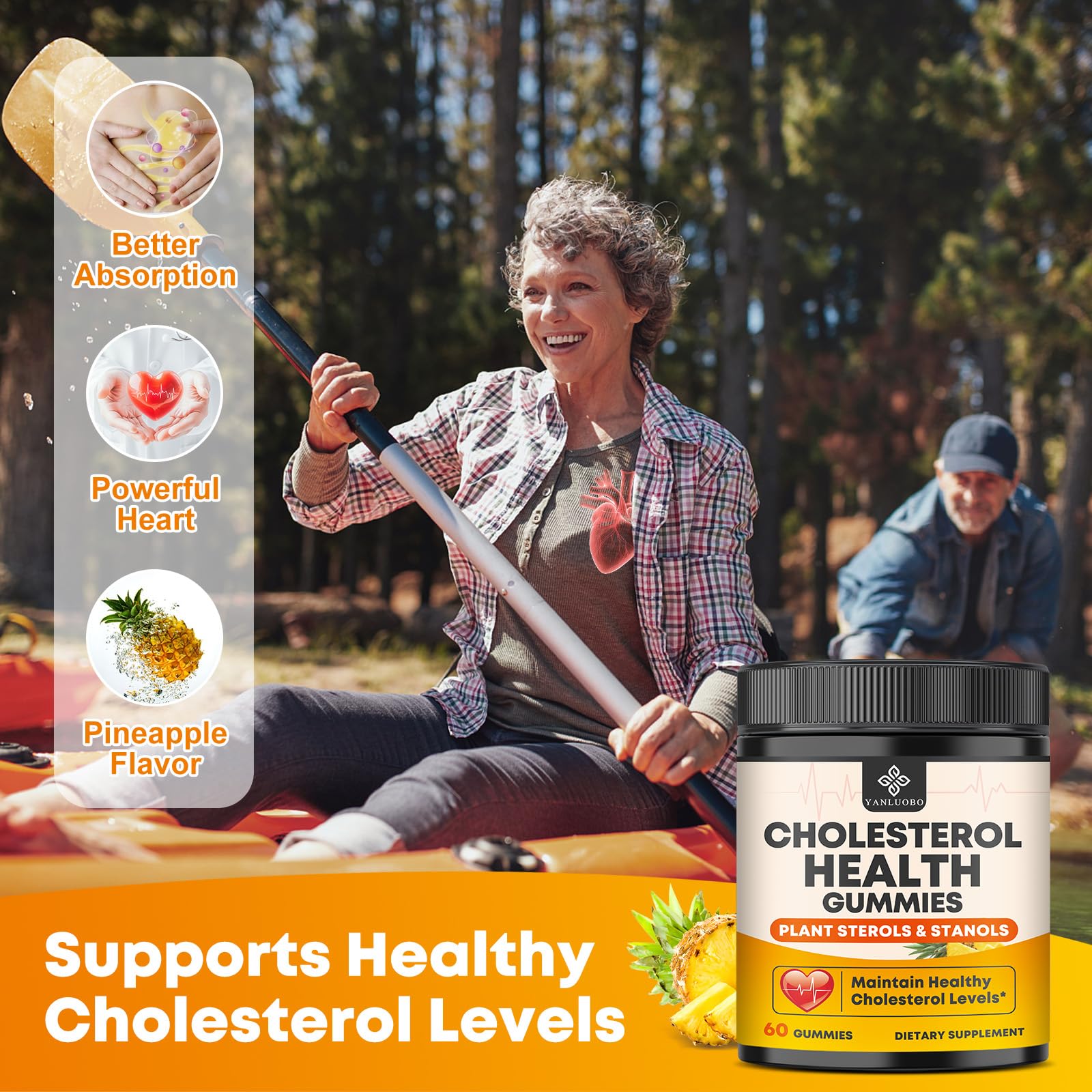 YANLUOBO Cholesterol Gummies with fresh pineapple slices