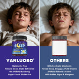 YANLUOBO Kids Sleep Gummies displayed with a bedtime setting