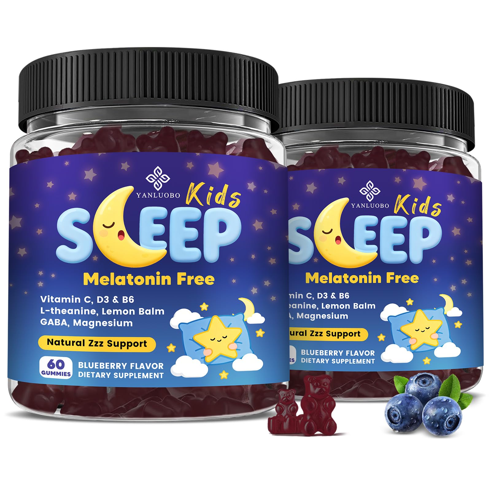 YANLUOBO Kids Sleep Gummies front view with packaging