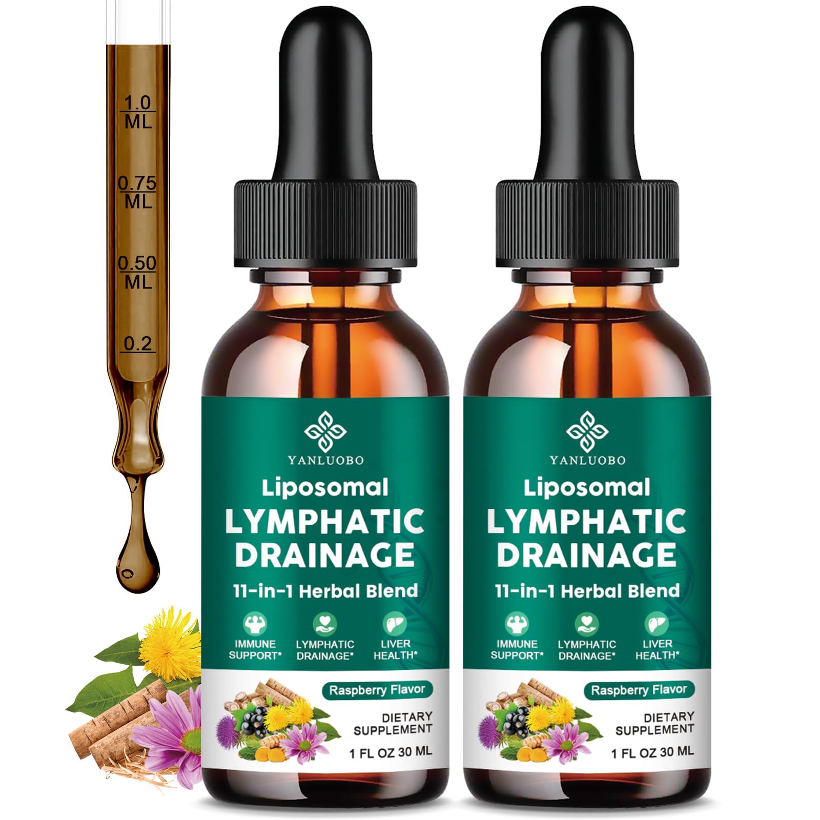 YANLUOBO Lymphatic Drainage Drops front view with packaging