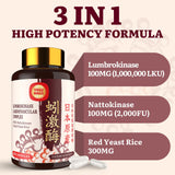 Yasumako Lumbrokinase Supplement 100mg capsules on a surface