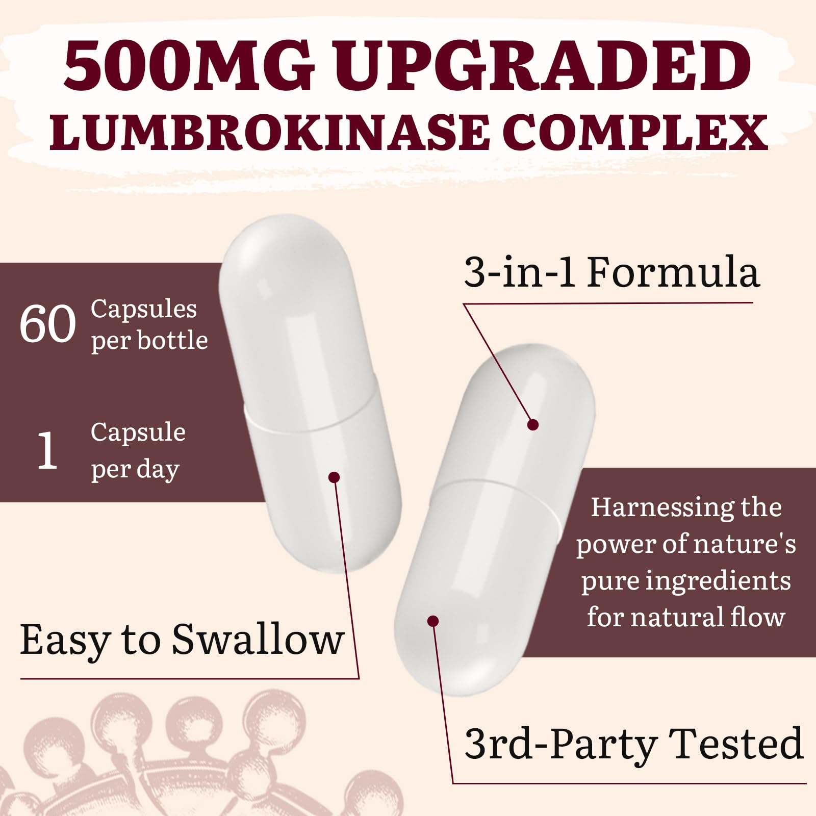 Yasumako Lumbrokinase Supplement 100mg with a measuring spoon