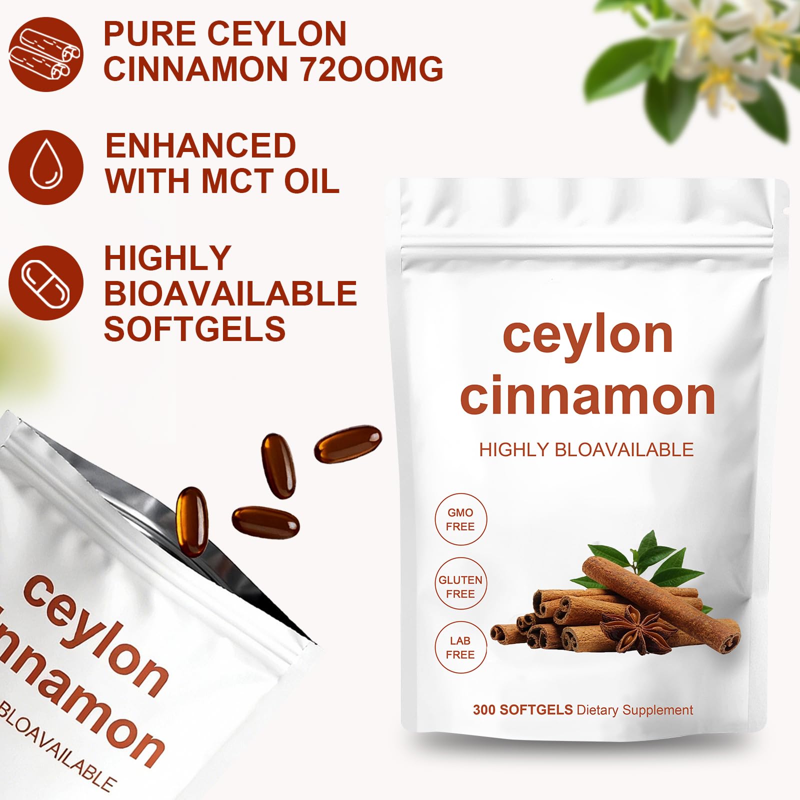 YATIME Ceylon Cinnamon Softgels close-up of softgel