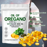YATIME Oil of Oregano 4-in-1 Supplement softgel on a wooden table