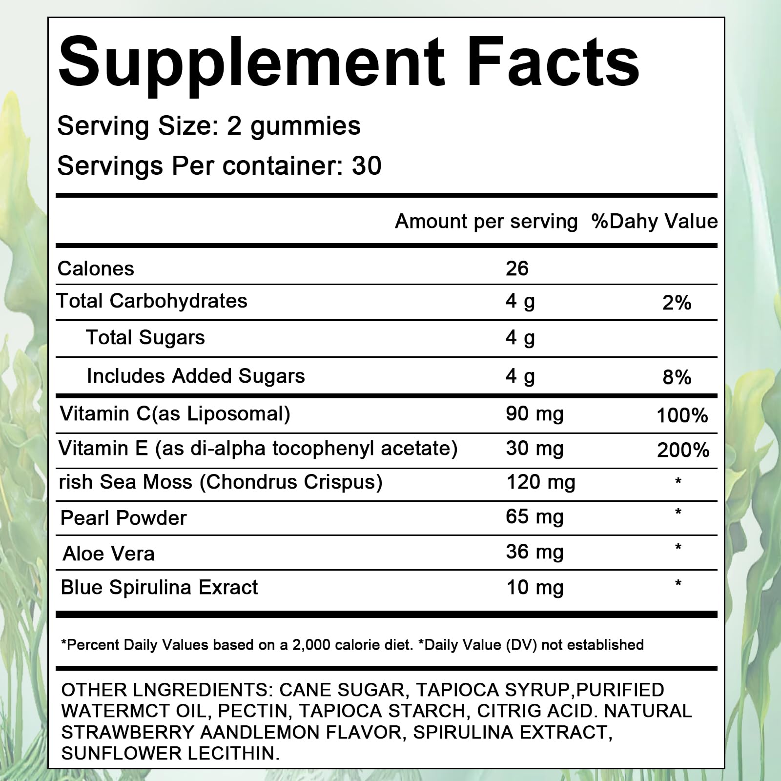 YATIME Sea Moss Gummies showing two gummies on a table