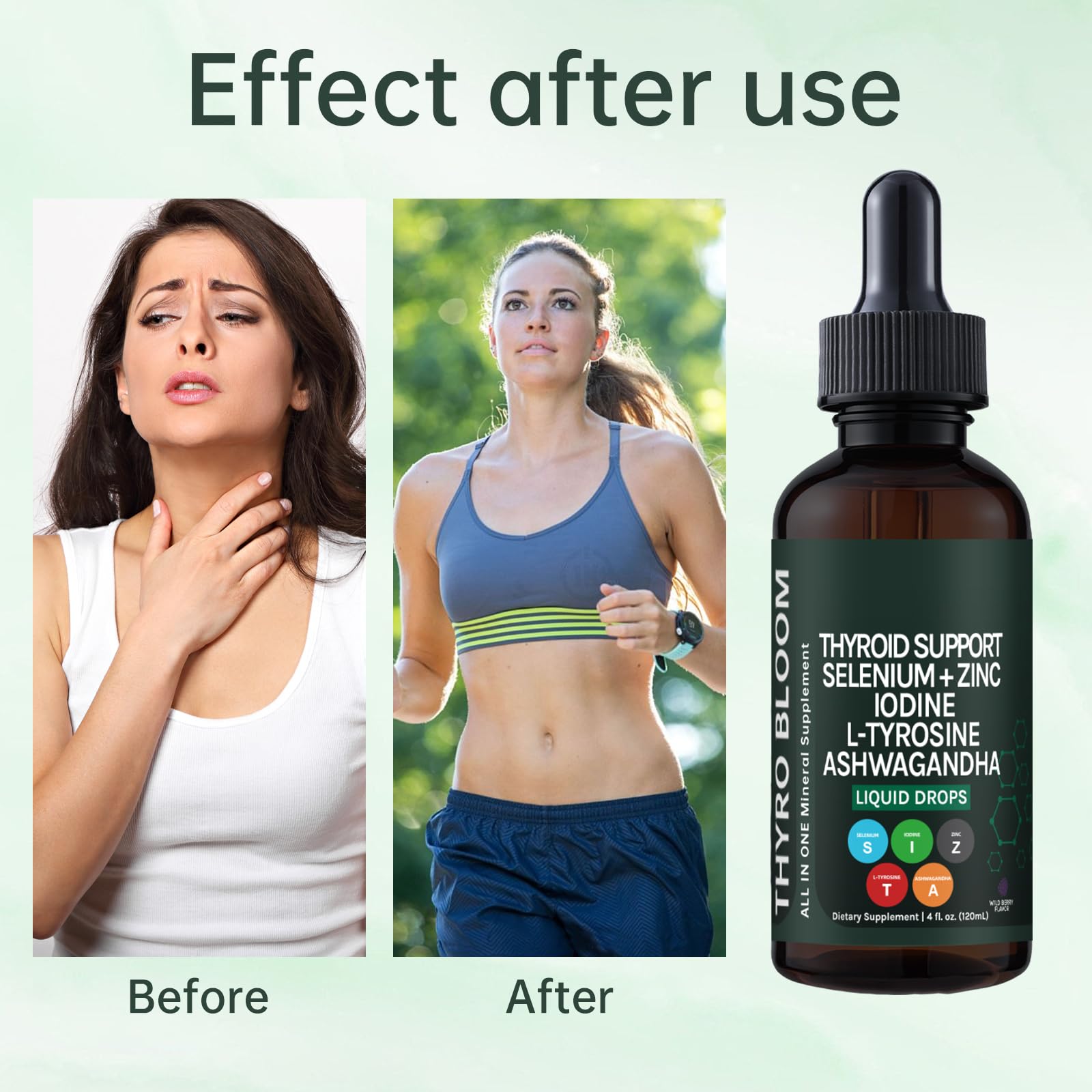 YATIME Thyroid Support Liquid Drops lifestyle shot with water