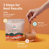 YayDay 3-in-1 Super daily Supplement lifestyle shot with glass of water