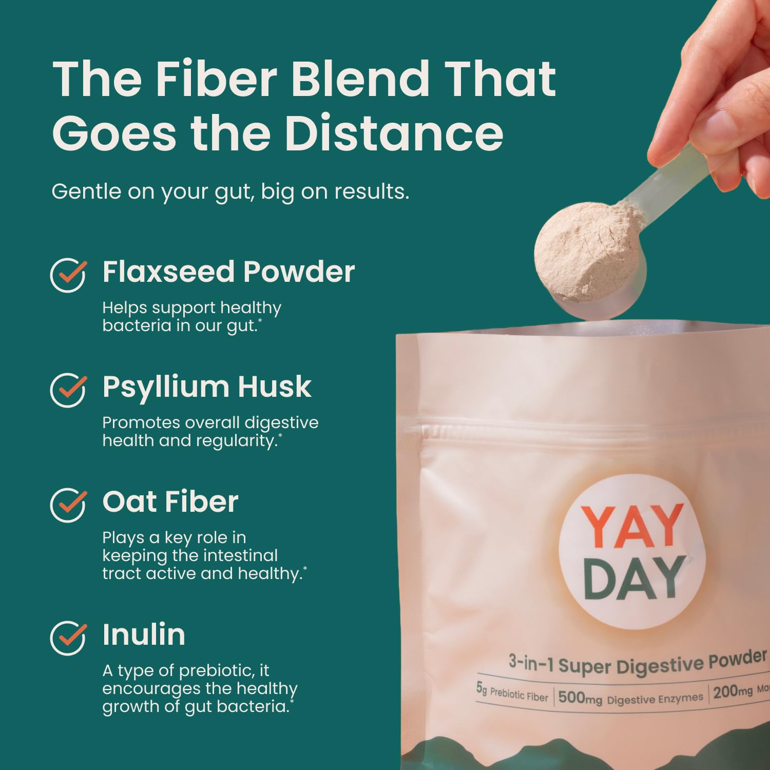 YayDay 3-in-1 Super daily Supplement powder in a glass