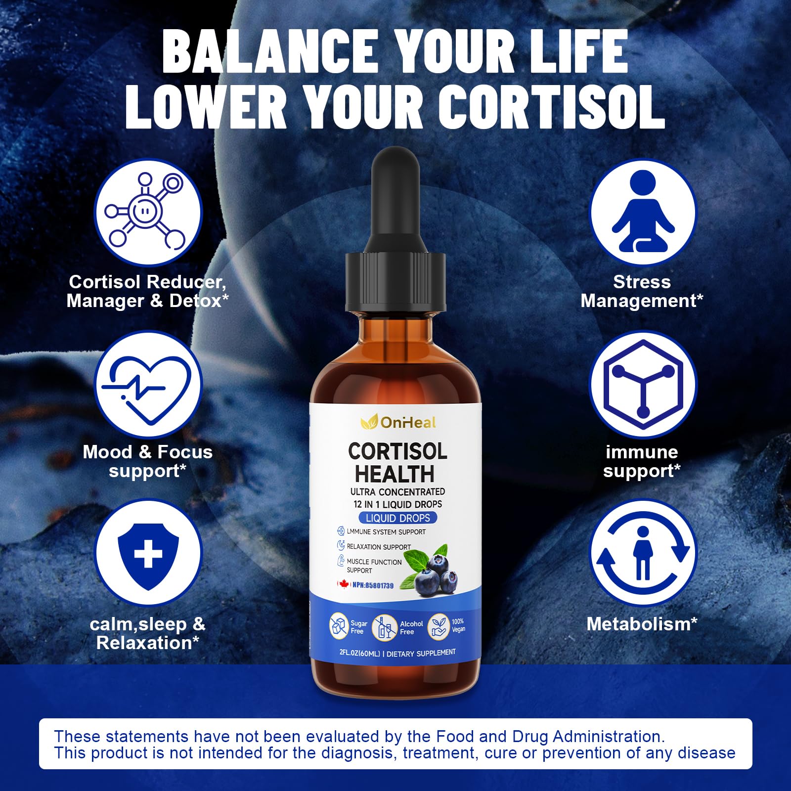 YBFQ Advanced Cortisol Support Liquid Drops 60ml ingredients list