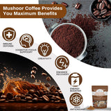 YEGE Mushroom Coffee Blend 200g displayed with coffee preparation