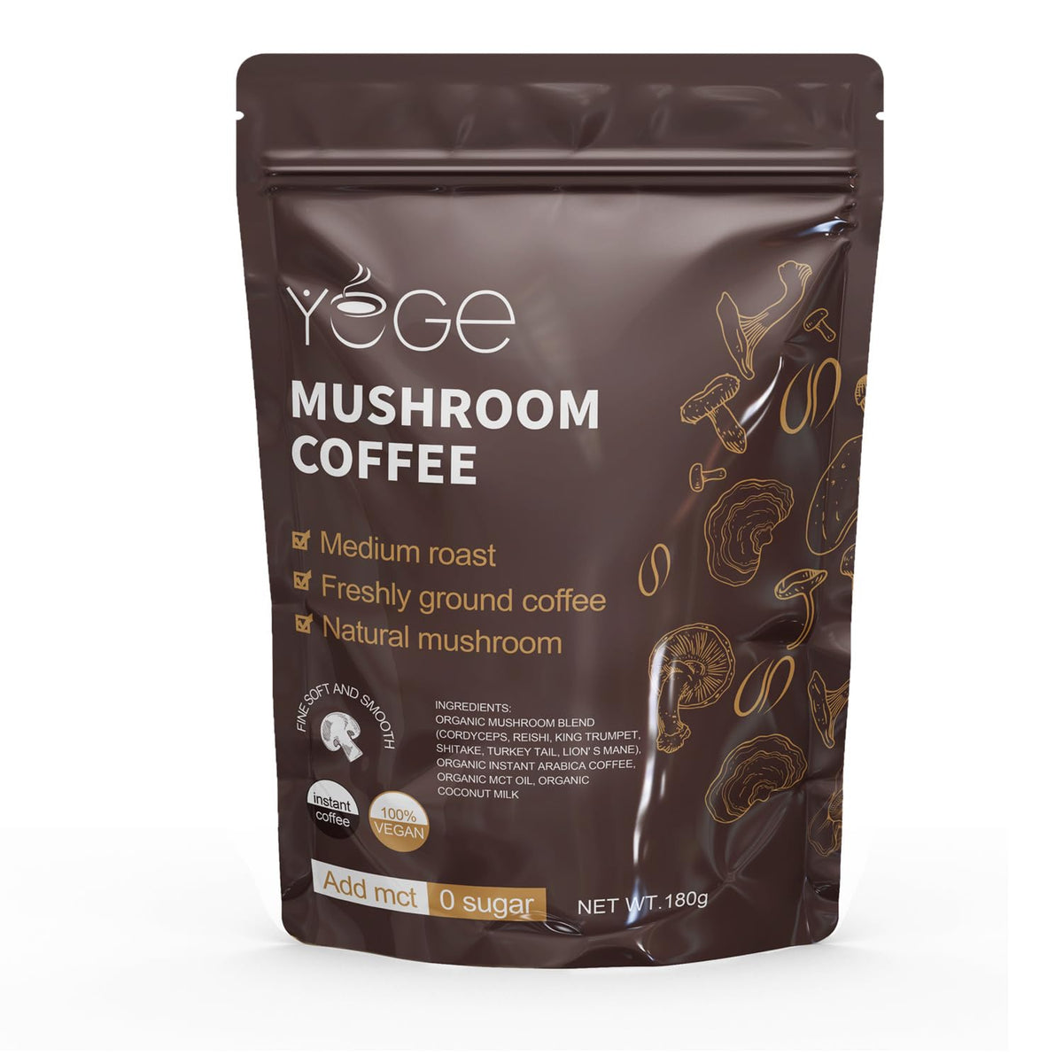 YEGE Mushroom Coffee Powder Blend 180g front view