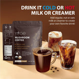 YEGE Mushroom Coffee Powder Blend in a cup