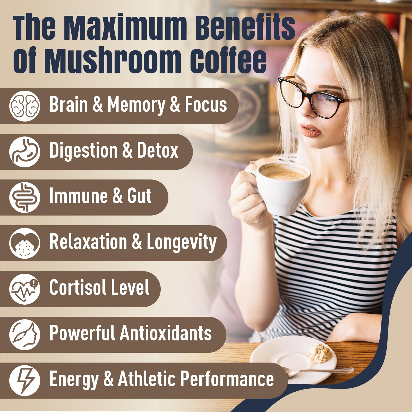 YEKBYOE Organic Mushroom Coffee mixed in a cup