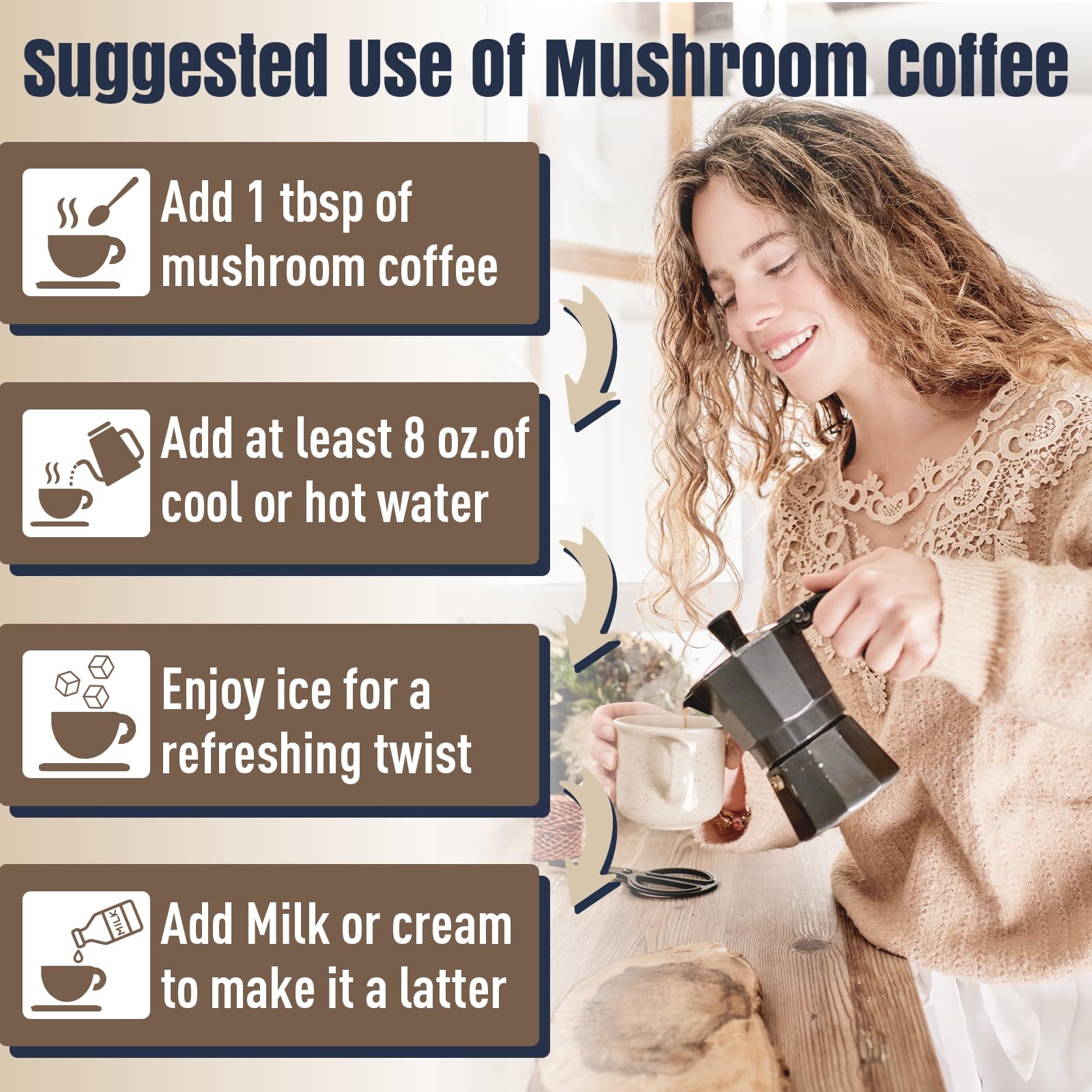 YEKBYOE Organic Mushroom Coffee preparation process