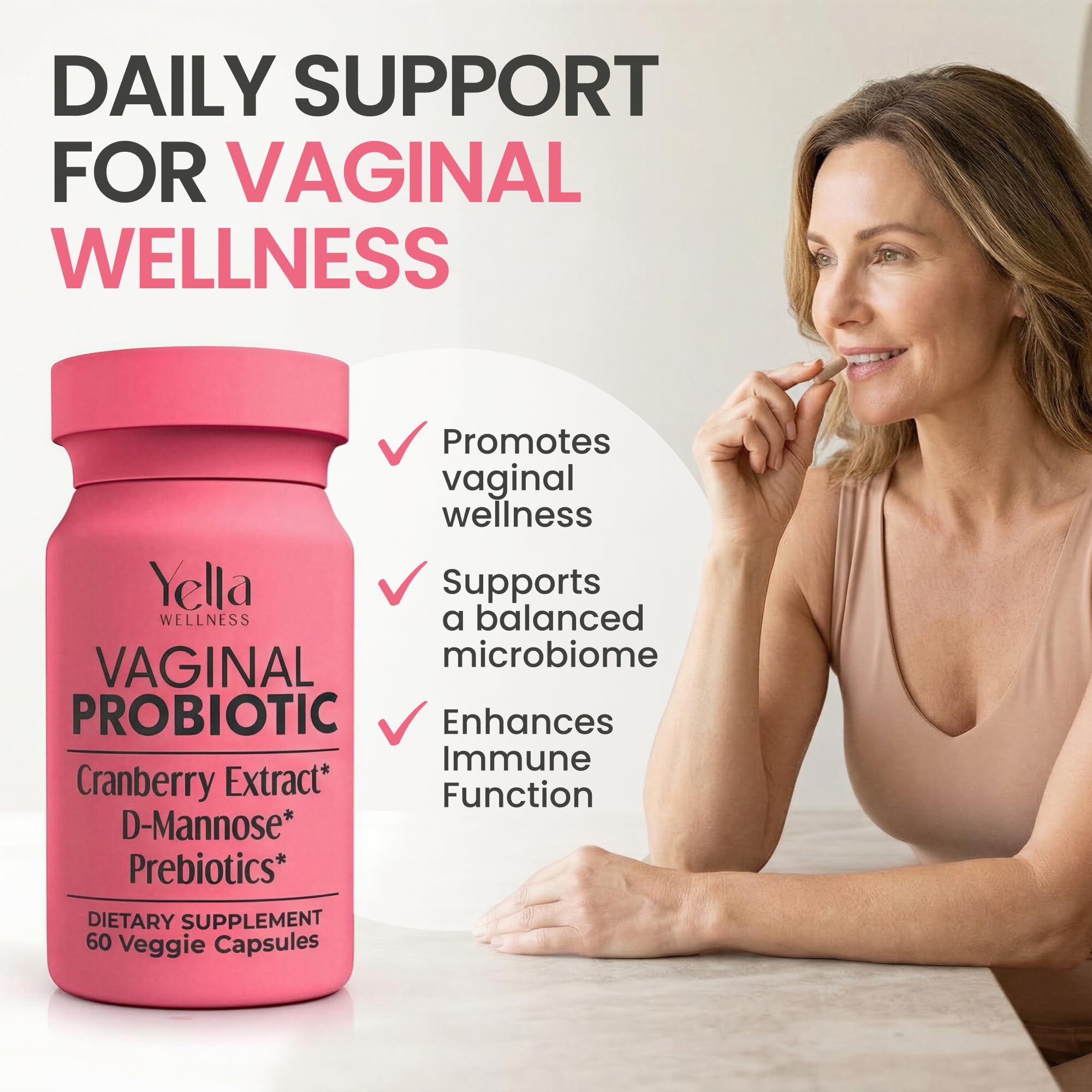 YELLA WELLNESS Probiotic Capsules bottle side view