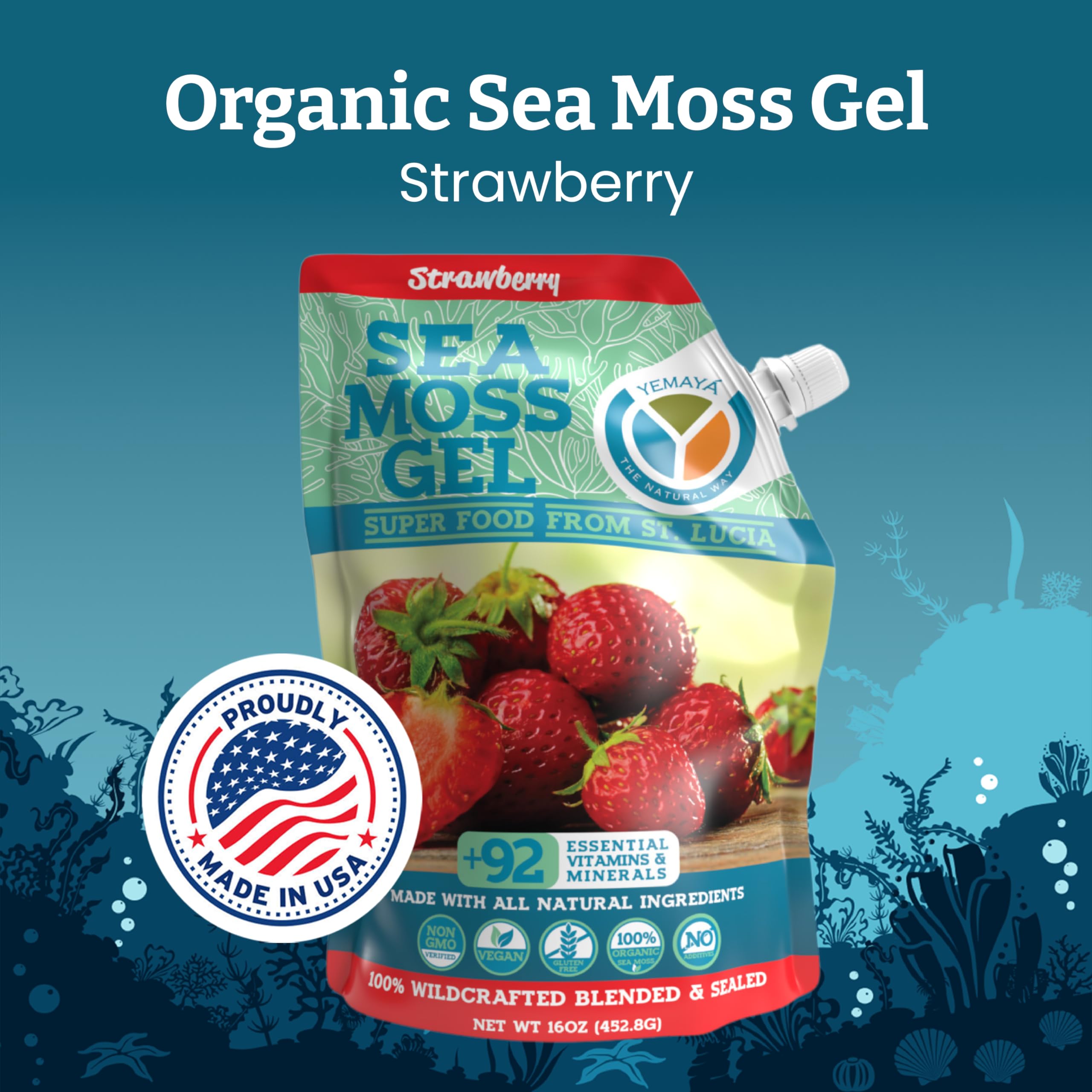 YEMAYA Sea Moss Gel 454g packaging side view