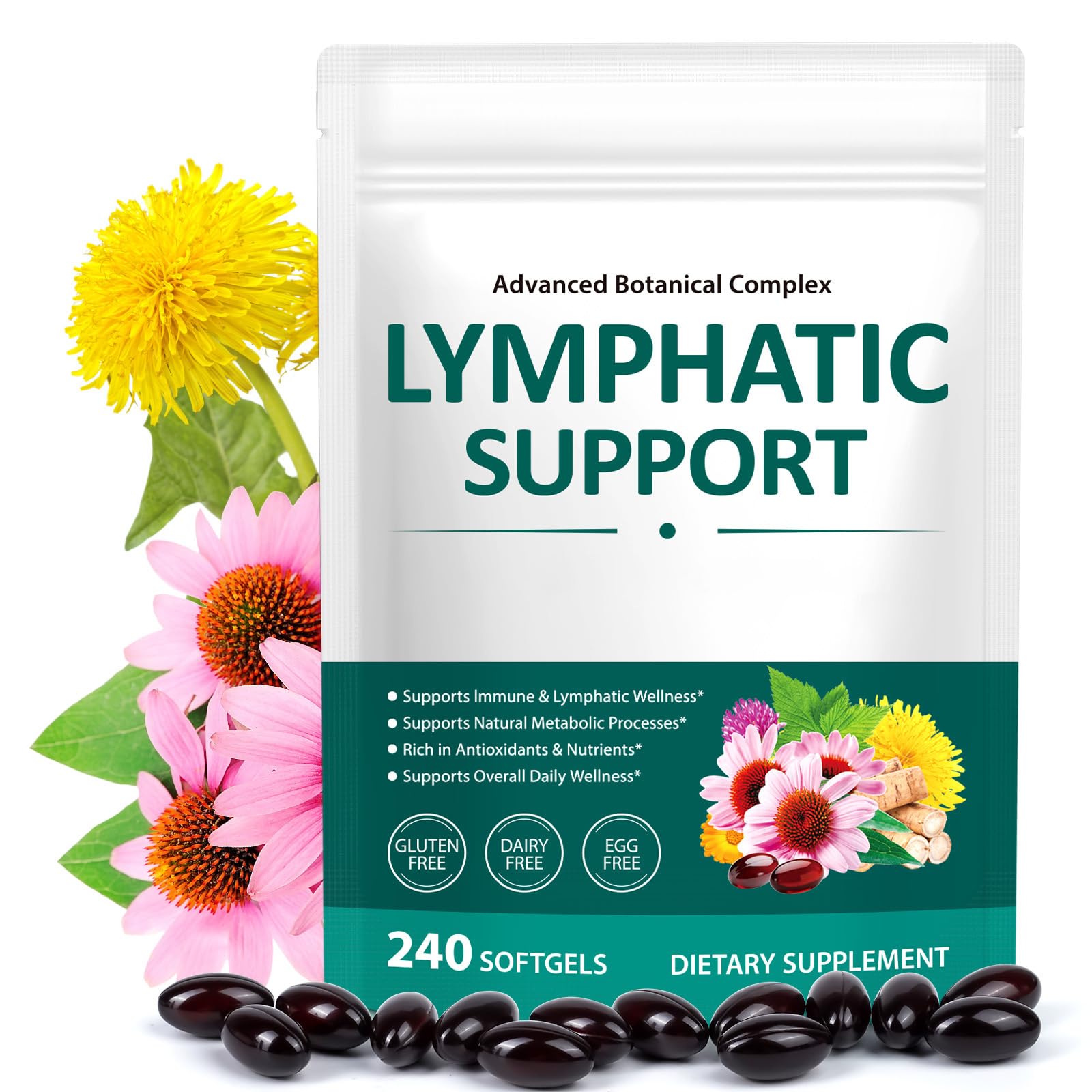 YEMFGQOE Echinacea Softgels 240 Count front view