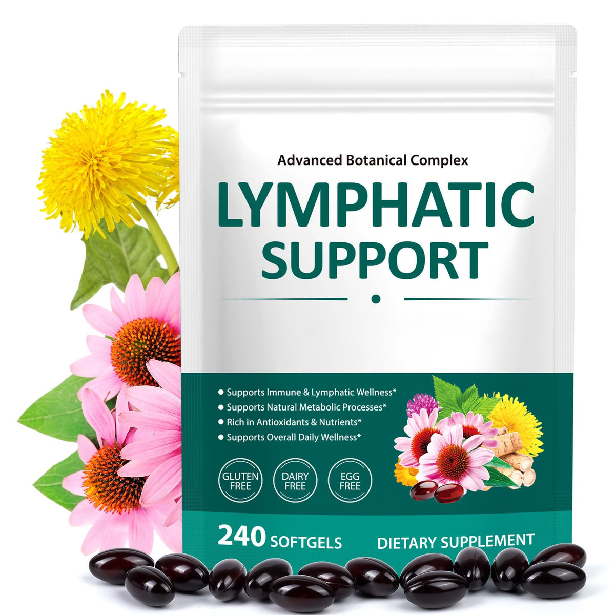 YEMFGQOE Echinacea Softgels 240 Count front view