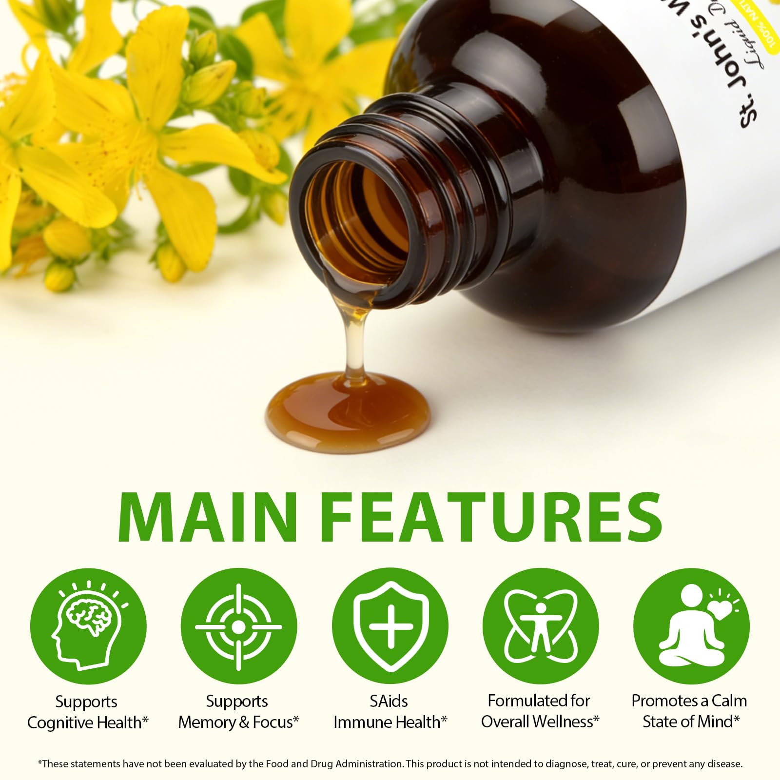 YEMFGQOE St. John's Wort Liquid Tincture bottle side view