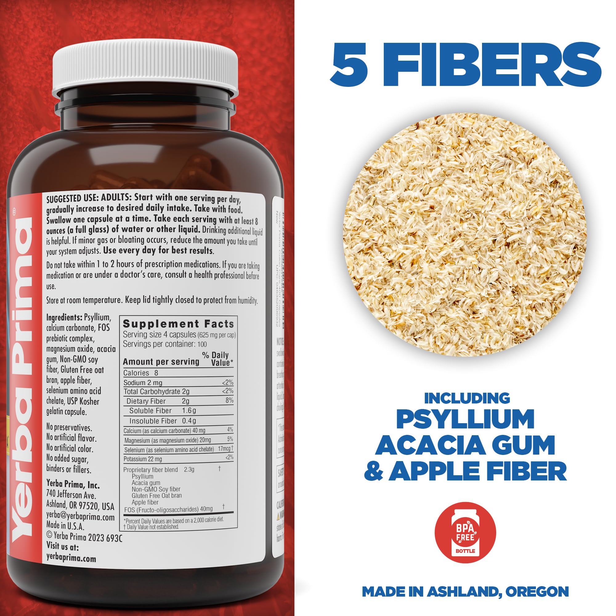 Yerba Prima Colon Care Dietary Fibre Supplement capsule close-up
