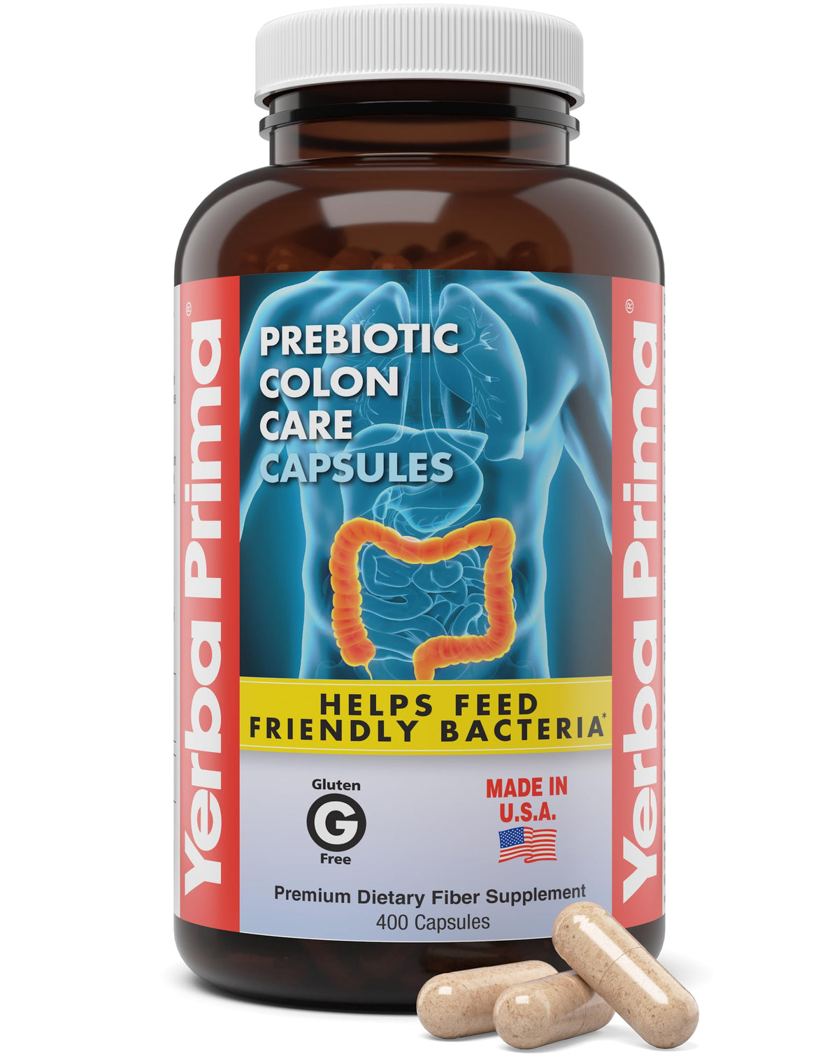 Yerba Prima Colon Care Dietary Fibre Supplement front view