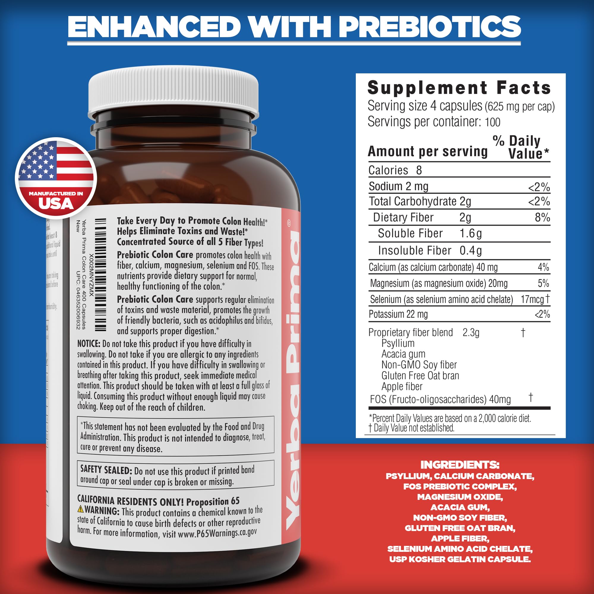 Yerba Prima Colon Care Dietary Fibre Supplement ingredients list