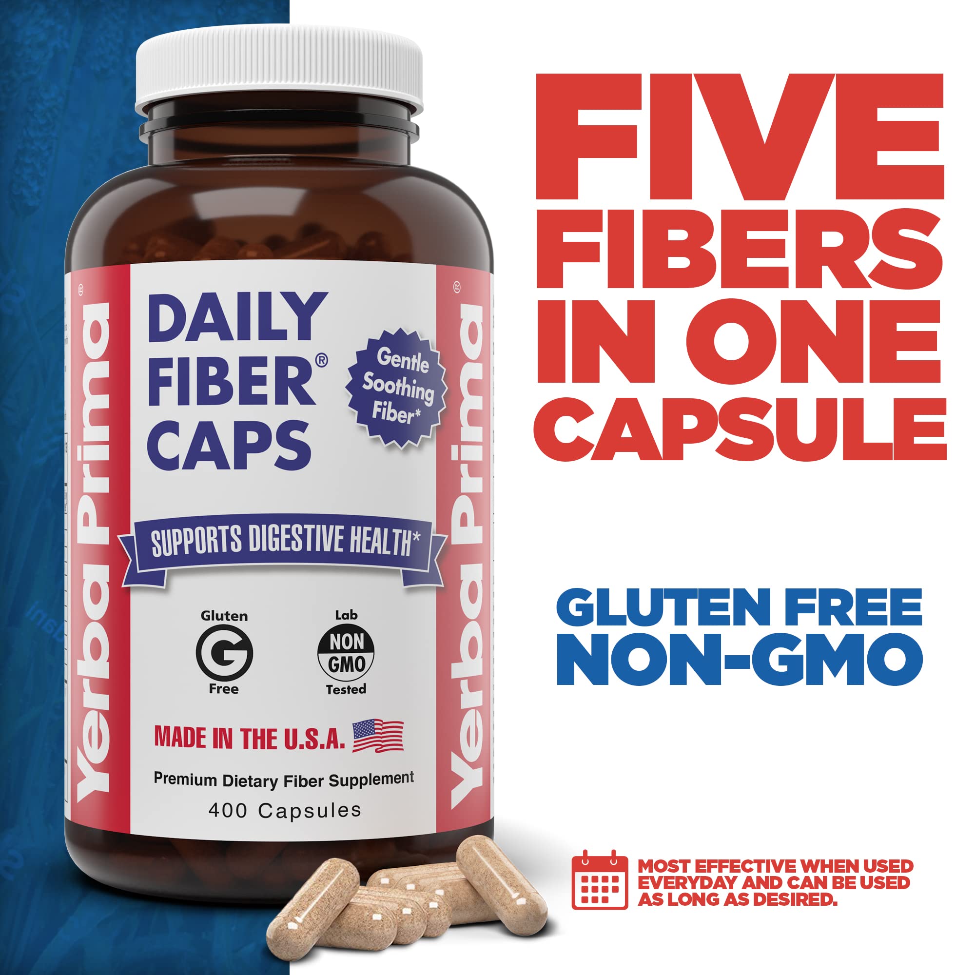 Yerba Prima Daily Fiber Caps bottle with capsules