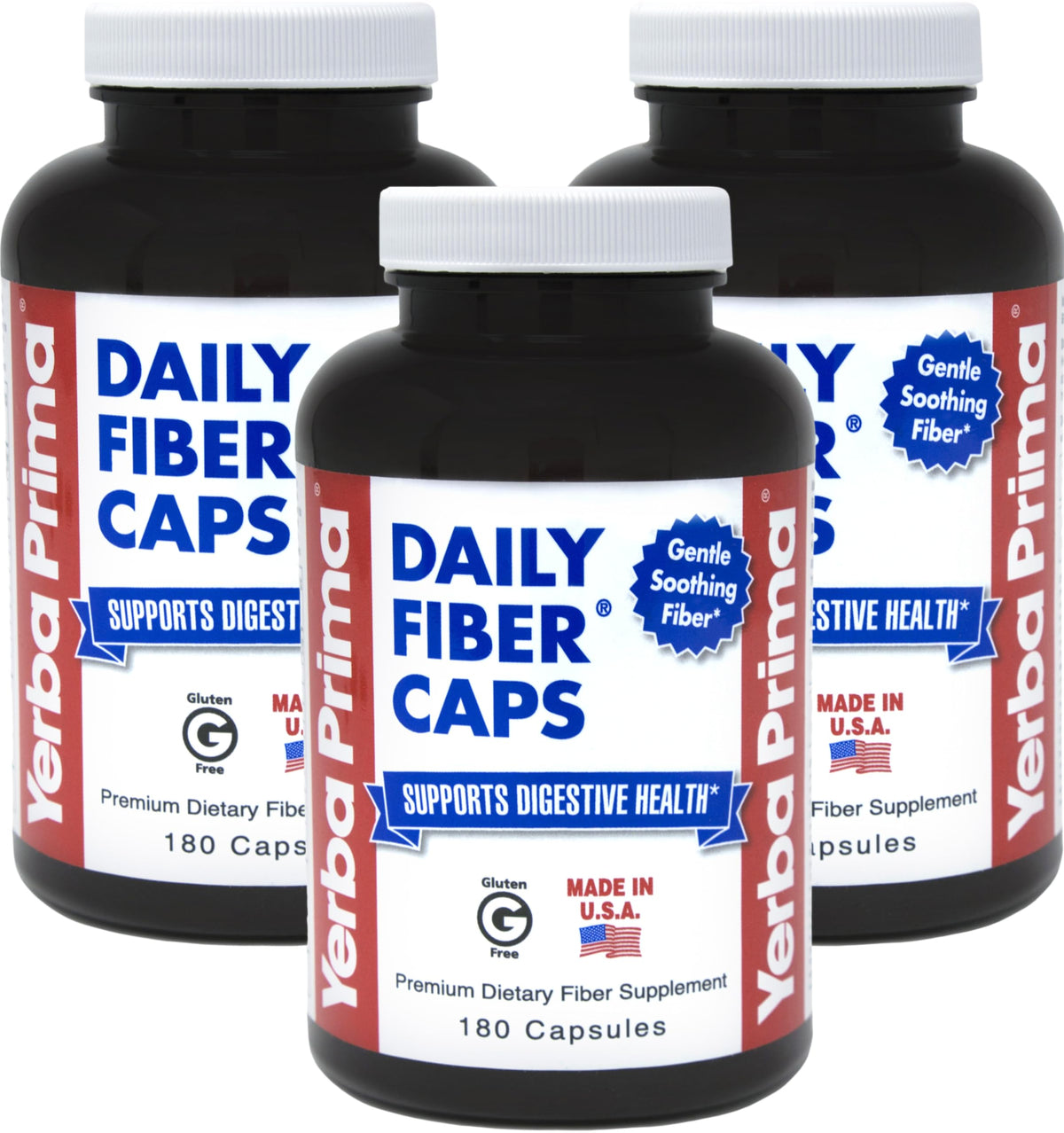 Yerba Prima Daily Fiber Caps pack of 3 front view
