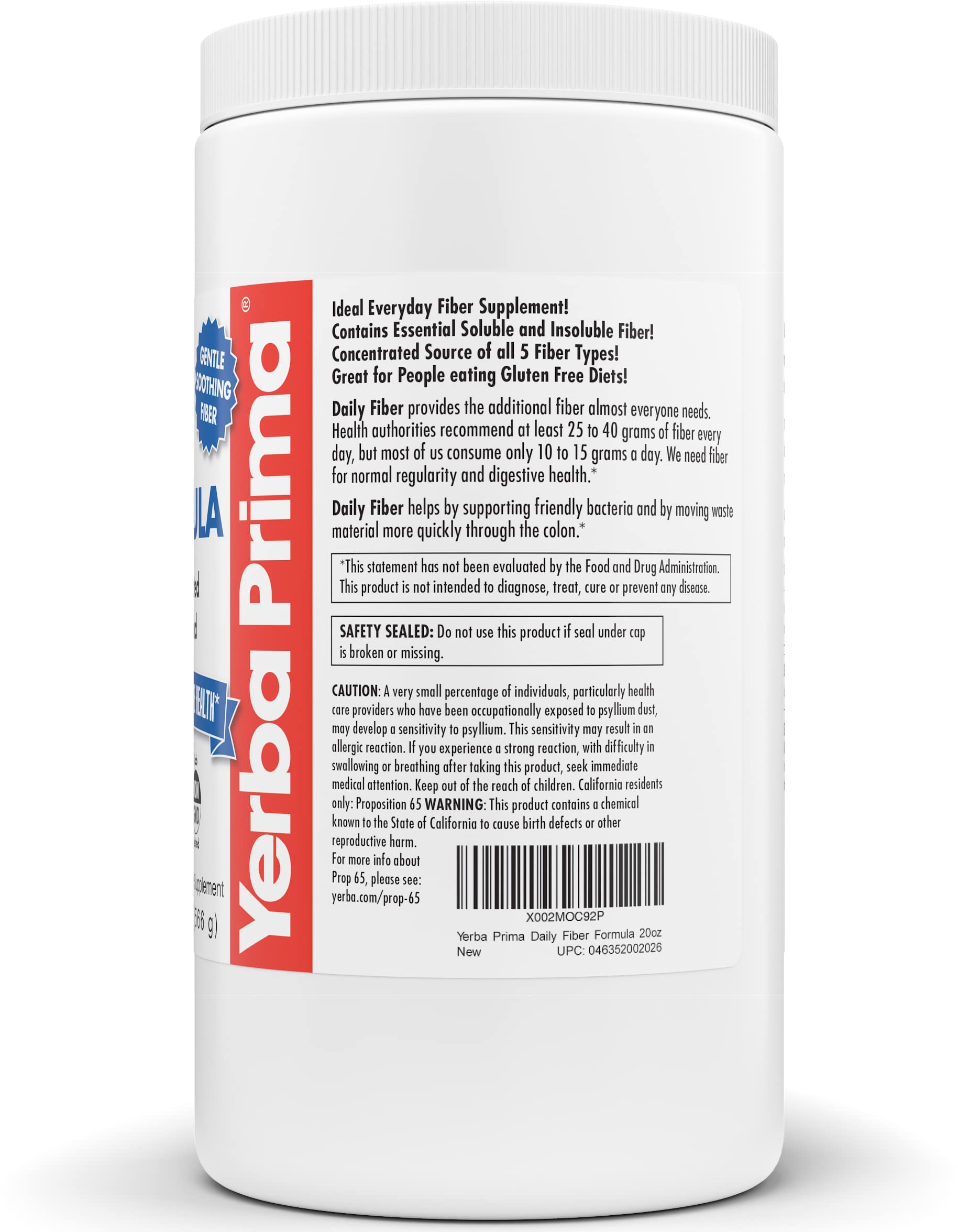 Yerba Prima Daily Fiber Powder on a kitchen counter