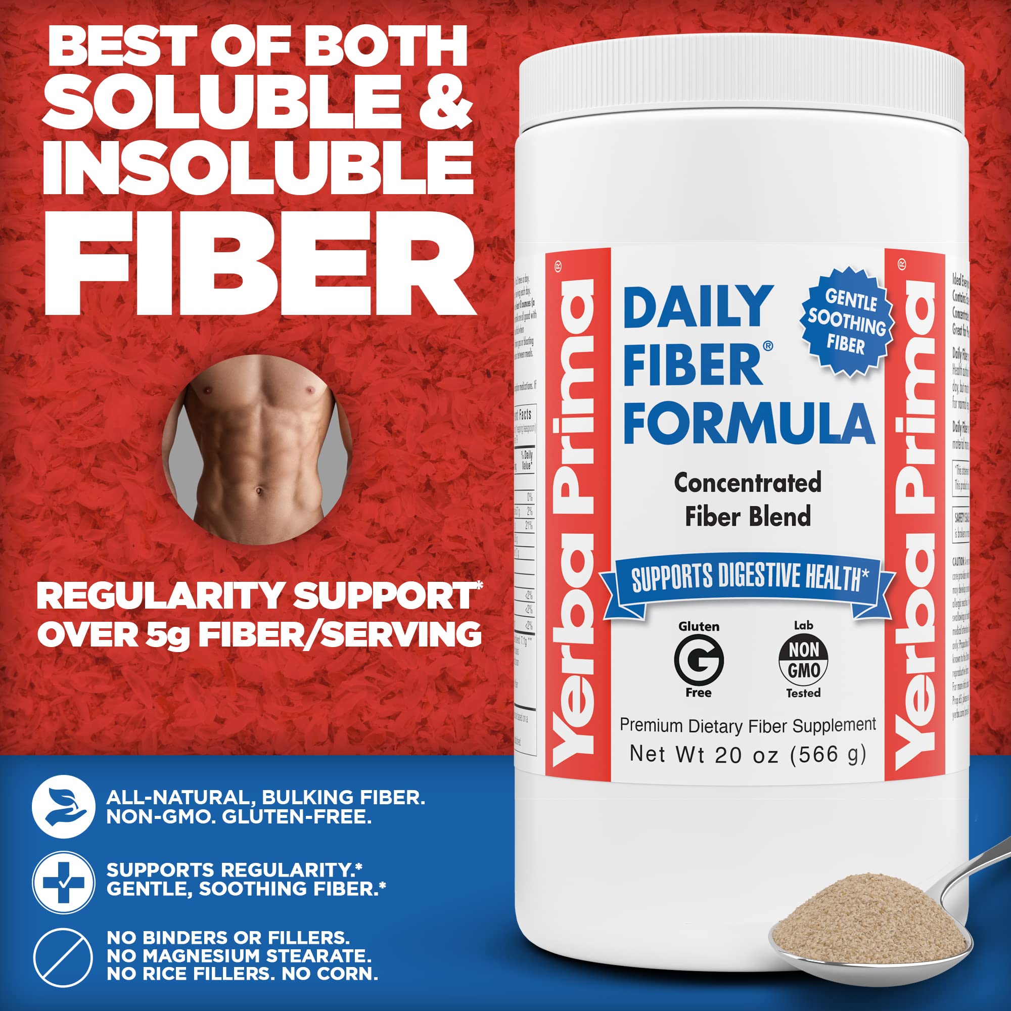 Yerba Prima Daily Fiber Powder scoop with powder
