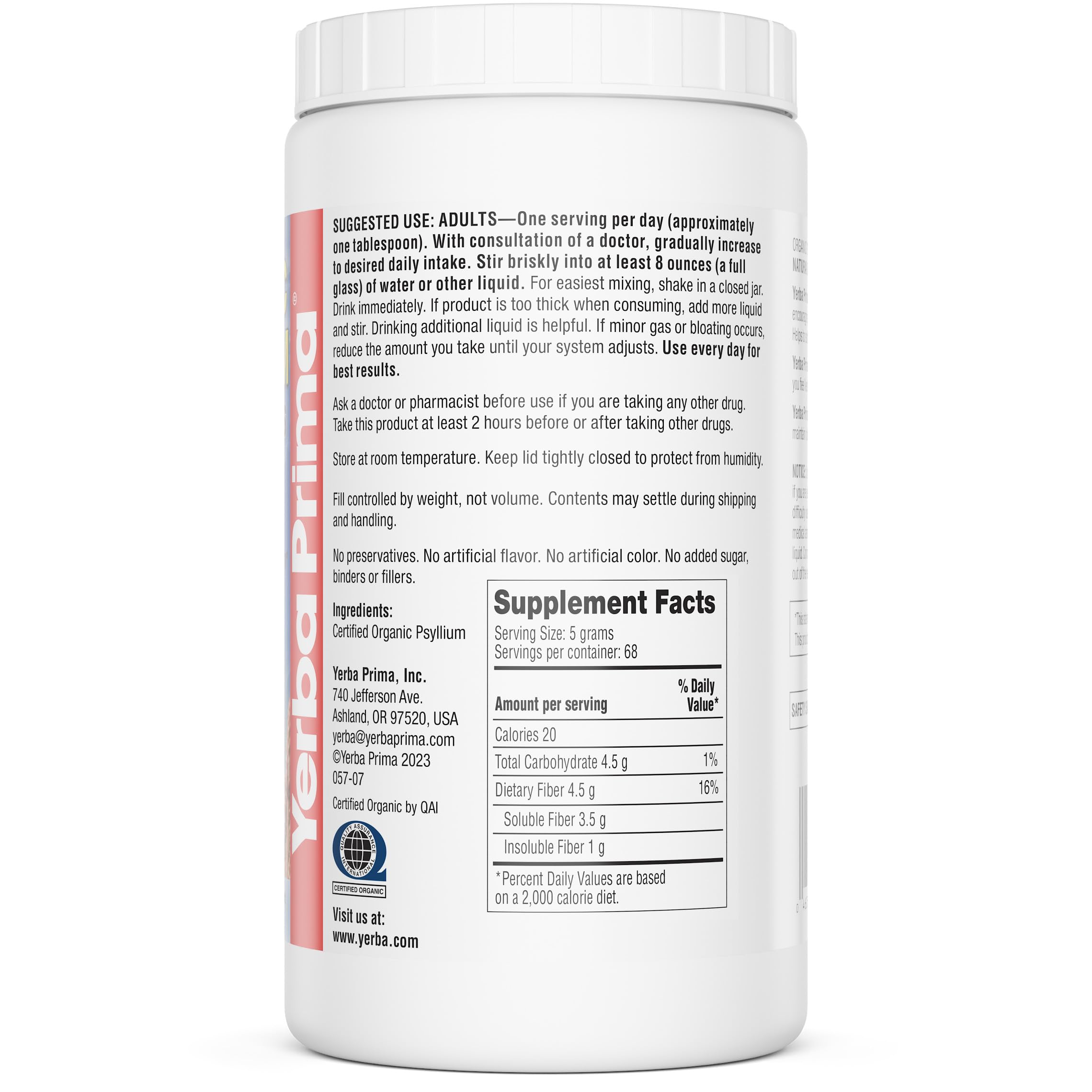 Yerba Prima Organic Psyllium Husk Powder 862g on a kitchen counter