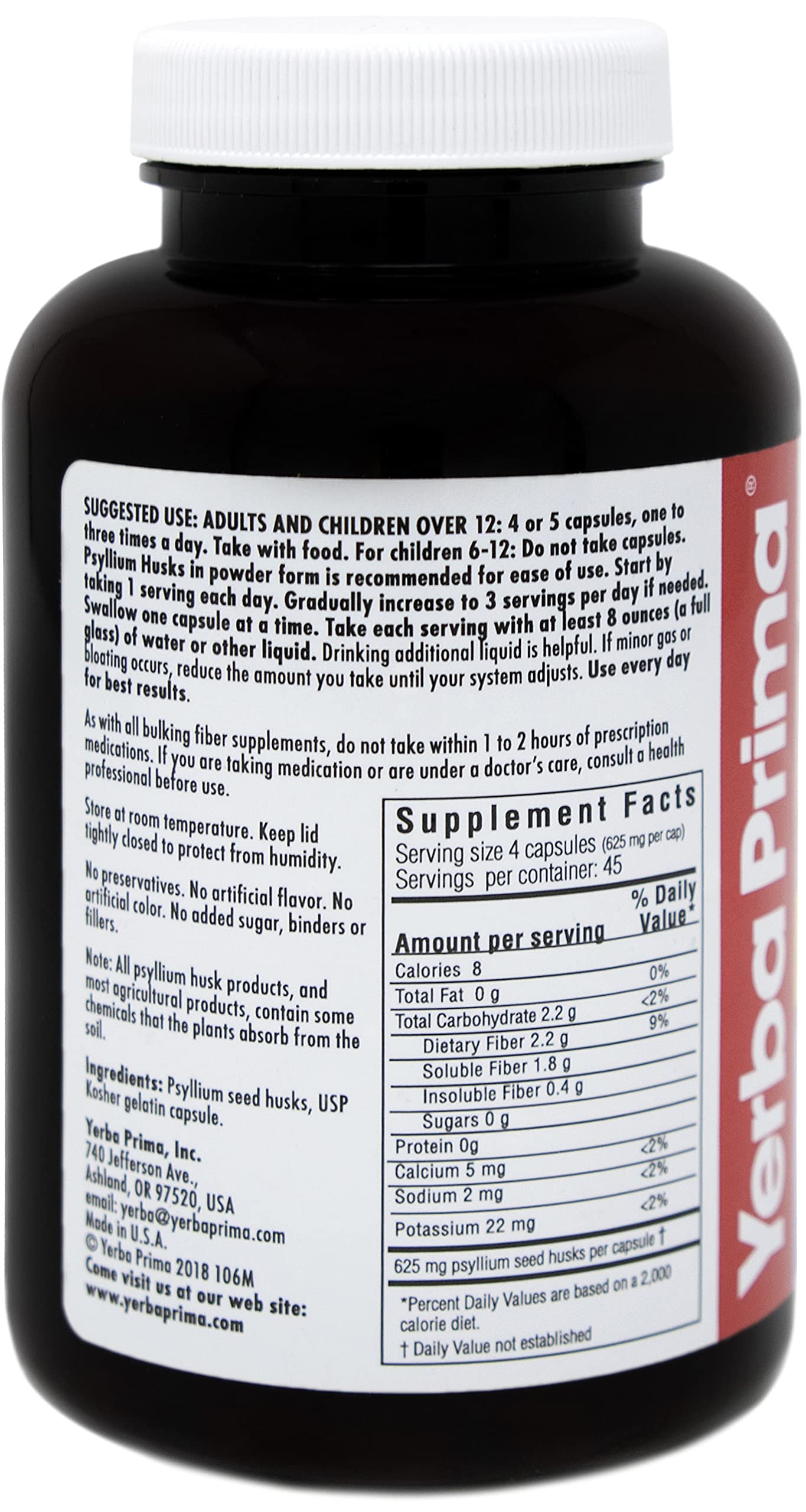 Yerba Prima Psyllium Husk Capsules packaging