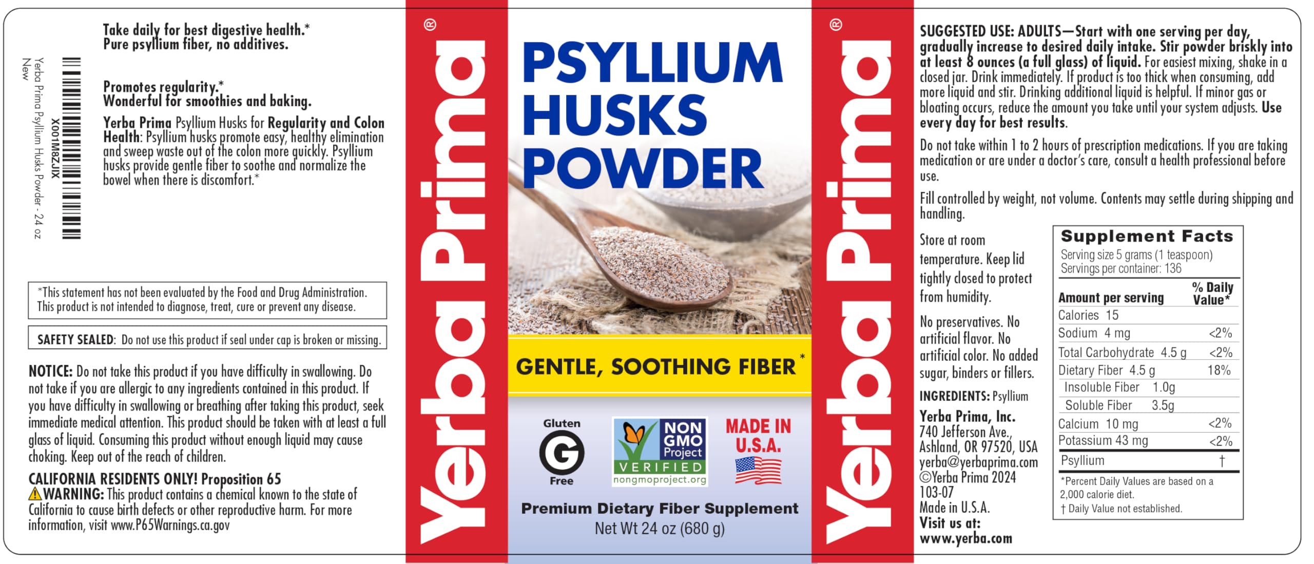Yerba Prima Psyllium Powder 748g in a baking setup