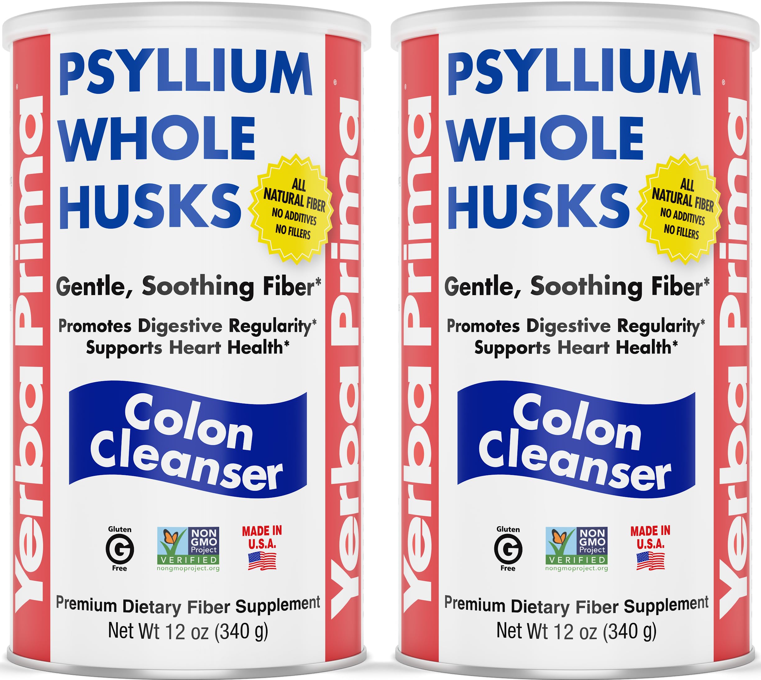 Yerba Prima Psyllium Whole Husk 12oz jar front view