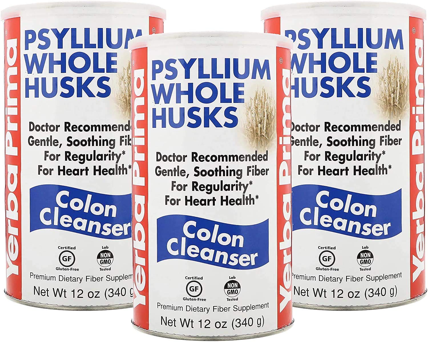Yerba Prima Psyllium Whole Husk 3 Bottle Value Pack front view