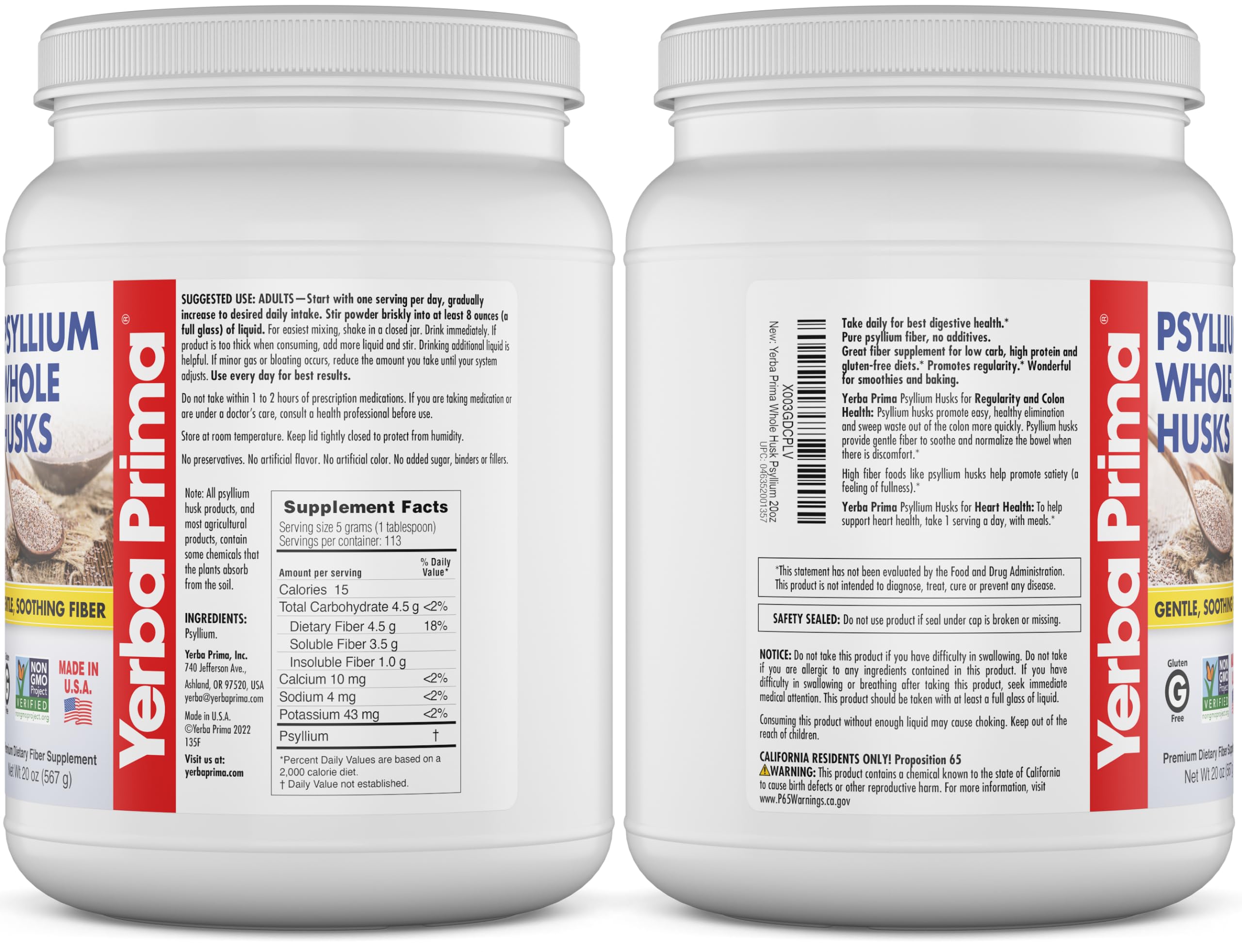 Yerba Prima Psyllium Whole Husks 20 oz added to a smoothie